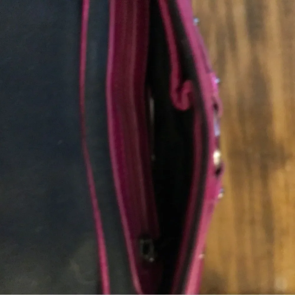 BOTKIER‎ GORGEOUS STUDDED GUN METAL PLUM PURPLE CLUTCH BAG